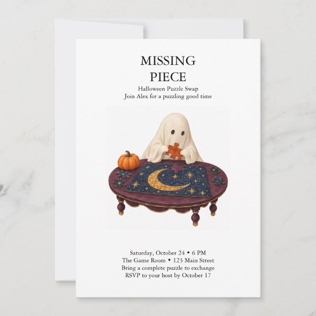 Invitation Échange de puzzles Halloween Missing Piece (Devant)