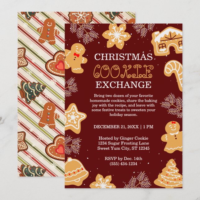 Invitation Échange de recettes de Noël Échange de recettes Pa (Devant / Derrière)