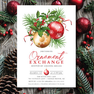 Invitation Échange d'ornement festif Noël