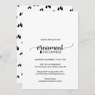 Invitation Échange d'ornement simple de calligraphie noir et