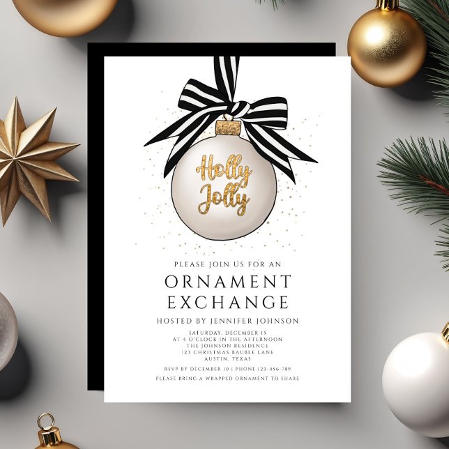 Invitation Échange d'ornements élégants de Noël (Elegant Ornament Exchange Christmas Invitation)