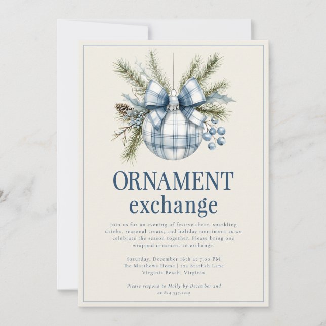 Invitation Échange d'ornements élégants modernes pour la fête (Devant)
