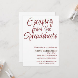 Invitation Échapper aux feuilles de calcul Drôle retraite