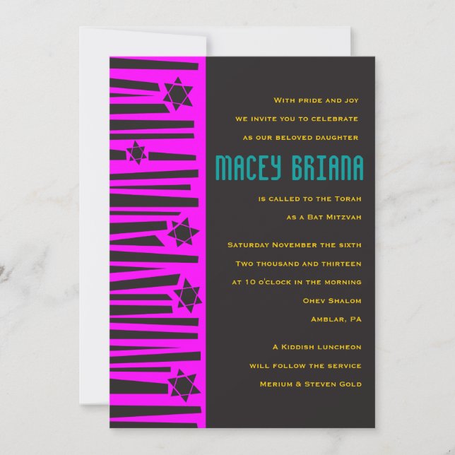 Invitation ÉCHELLE à l'invitation du Bat mitzvah de la barre  (Devant)