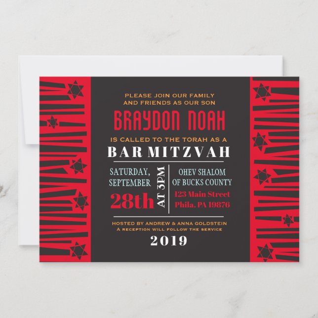 Invitation ÉCHELLE à l'invitation du Bat mitzvah du bar STARS (Devant)