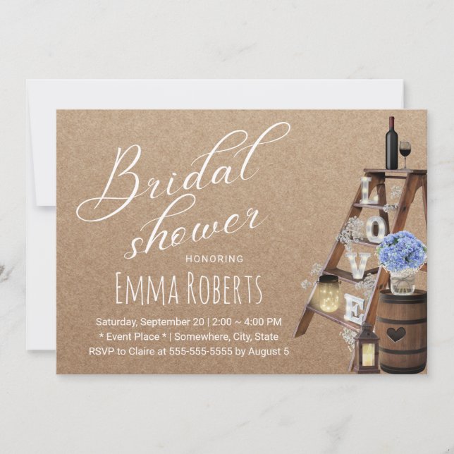 Invitation Échelle d'amour rustique Fête des mariées Vintage  (Devant)