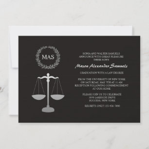 Invitation Échelle de justice et droit de couronne Diplôme de