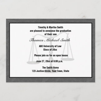 Invitation Échelles de justice, gris, Annoucement licencié