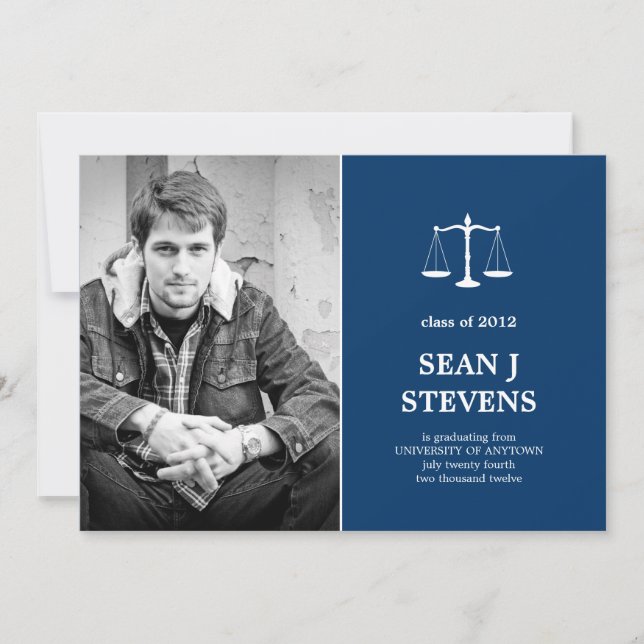 Invitation Échelles de la justice Diplôme en droit Photo Invi (Devant)