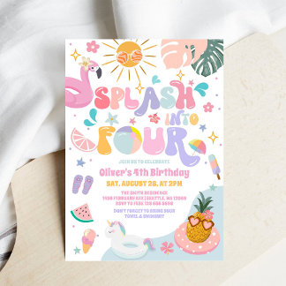 Invitation Éclabousser Dans Quatre Fête de Piscine d'Été 4e A