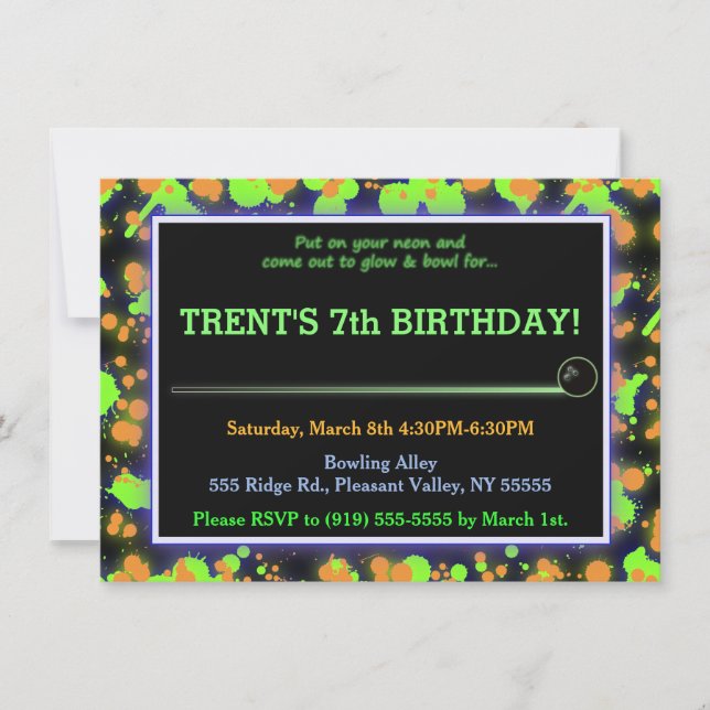 Invitation Éclaboussure de cuvette de lueur (Devant)