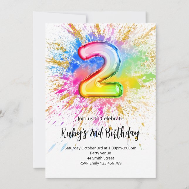 Invitation éclaboussure de peinture arc-en-ciel po (Devant)