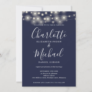 Invitation Éclairage de Chaîne de Caractères Mariage Code QR 