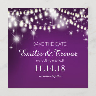Invitation Éclairage de chaîne Enregistrer la date   violet