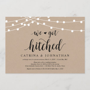 Invitation Éclairage de chaîne Kraft, Police noire, Elopement