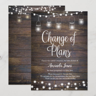 Invitation Éclairages à cordes rustiques Changement de plan F