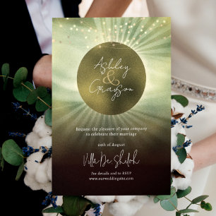Invitation Éclipse Céleste Élégant Mariage