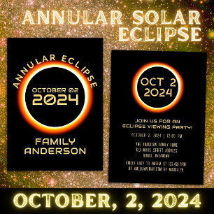 Invitation Éclipse solaire annulaire du 2 octobre 2024 Fête d
