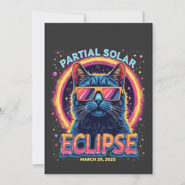 Invitation Éclipse solaire partielle 2025 Cat Kitten (Devant)