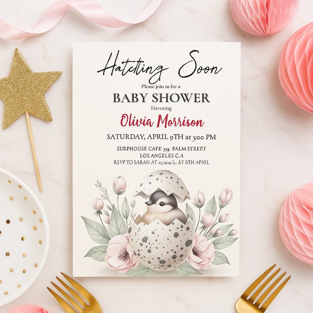 Invitation Éclosion imminente Baby Shower Rustique poussin (Créateur téléchargé)