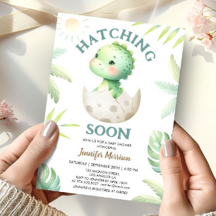 Invitation Éclosion imminente de bébé dinosaure pour la baby