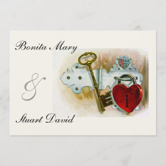 Invitation Écluse cardiaque et clé Vintage des Mariages roman