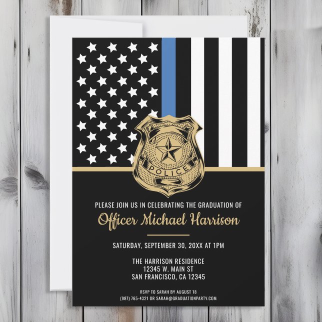 Invitation École d'application de la loi de la Police (Perfect invitation to invite guests to celebrate the new police academy graduate in law enforcement!)