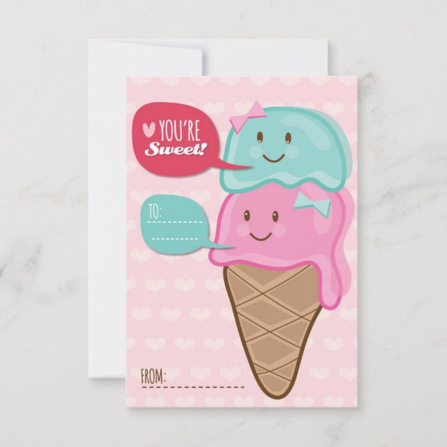 Invitation École de crème glacée Enfants Saint-Valentin (Devant)