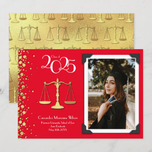 Invitation École de Droit Avocat Gold Graduation Rouge