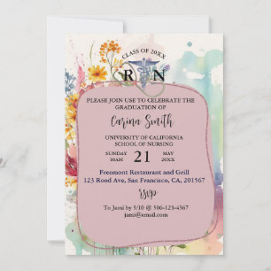 Invitation École de soins infirmiers Graduation Floral Cottag