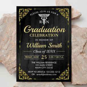 Invitation École De Soins Infirmiers Simple Golden Graduation