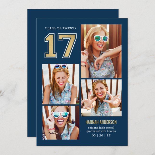 Invitation École Esprit ÉDITABLE COULEUR Graduation Invitatio (Devant / Derrière)