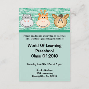 Invitation École maternelle mignonne d'animaux ou obtention