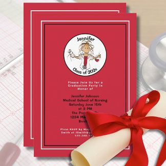 Invitation École Médicale de l'infirmière rouge minimal