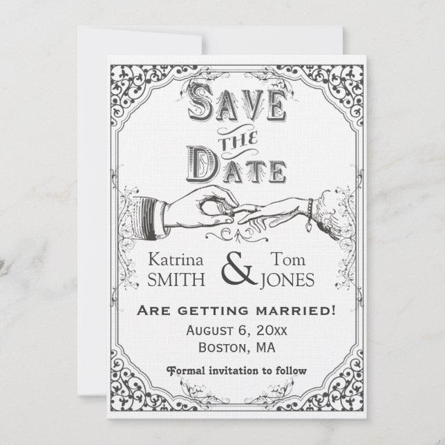 Invitation Économies victoriennes démodées la date (Devant)