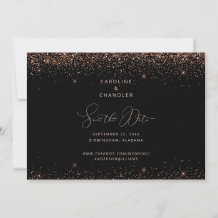 Invitation Économisez à la date de mariage Glam Black & Bronz