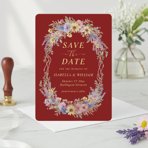 Invitation Économisez la date Bohème rustique Fleur sauvage R