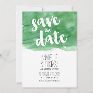 Invitation Économisez la date de mariage à l'aquarelle verte