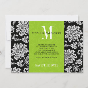 Invitation Économisez la date de mariage en damassé de monogr