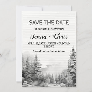 Invitation Économisez la date de montagne hivernale minimalis