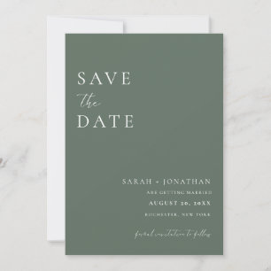 Invitation Économisez la date de photo de script minimal vert