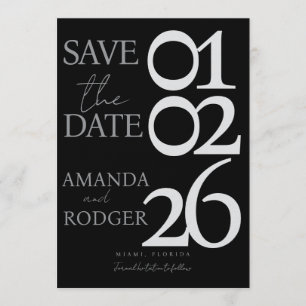 Invitation Économisez la date minimaliste moderne noir gris