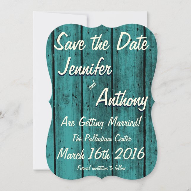 Invitation Économisez la Date Rustique Turquoise Clair N° 2br (Devant)