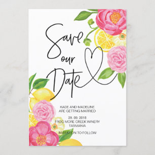 Invitation Économisez notre date Mariage de fleurs rose et ci