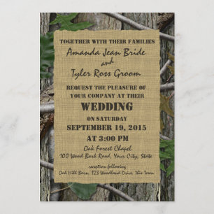 Invitation Écorce d'arbre naturel et Feuille