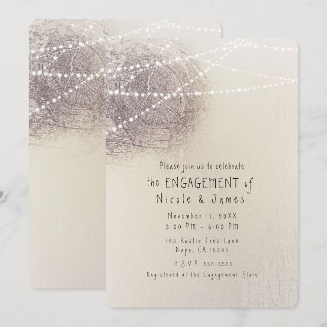 Invitation Écorce d'Arbre Rustique Campagne Mariage Simple Do (Devant / Derrière)
