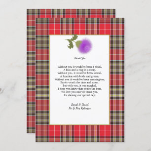 Invitation Ecosse Clan Tartan Mariage poème Merci
