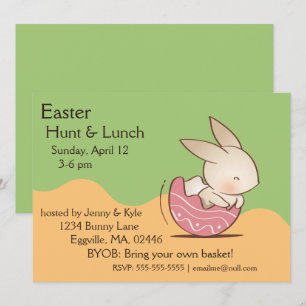 Invitation Écouter du lapin mignon, Oeuf de Pâques rose