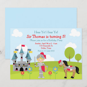 Invitation Écoutez Ye Blonde mignonne Chevalier fête d'annive