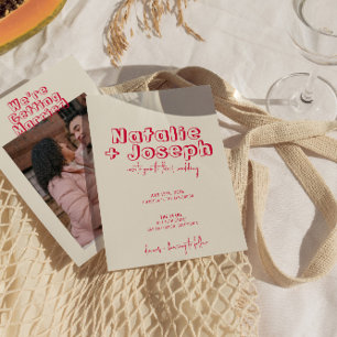 Invitation Écrit à la main couleur moderne Gras Mariage